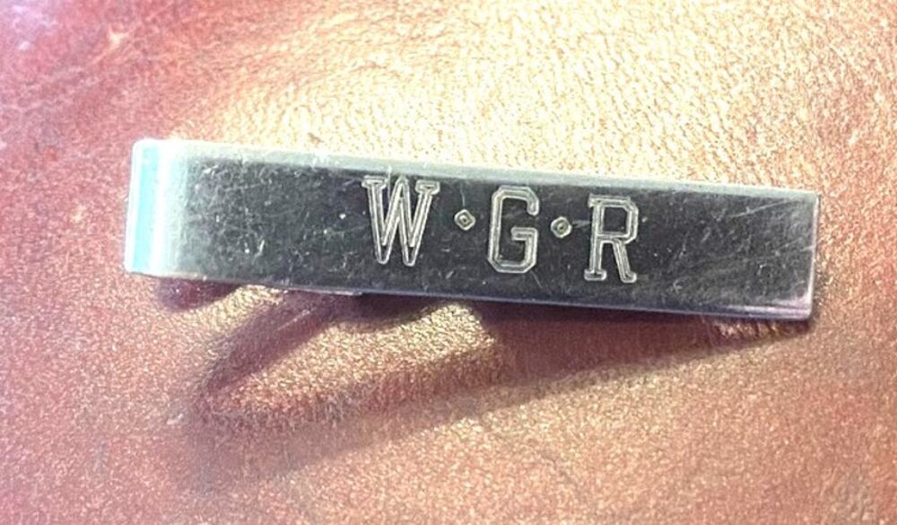 VTG Men's silver Tone Foster Tie Bar, Monogrammed WGR